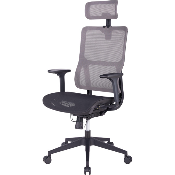 Кресло для руководителя Easy Chair 601 MC серое/чёрное (сетка, пластик)