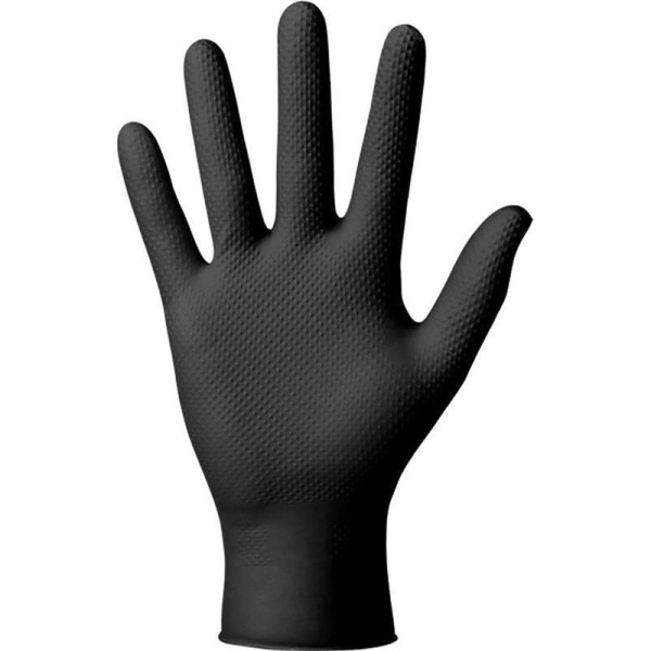 Перчатки одноразовые Steel Grip нитриловые неопудренные черные (размер  10-11 (XXL), 100 штук/50 пар в упаковке)