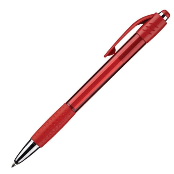 Ручка шариковая автоматическая Attache Happy синяя (красный корпус, толщина линии 0.5 мм)