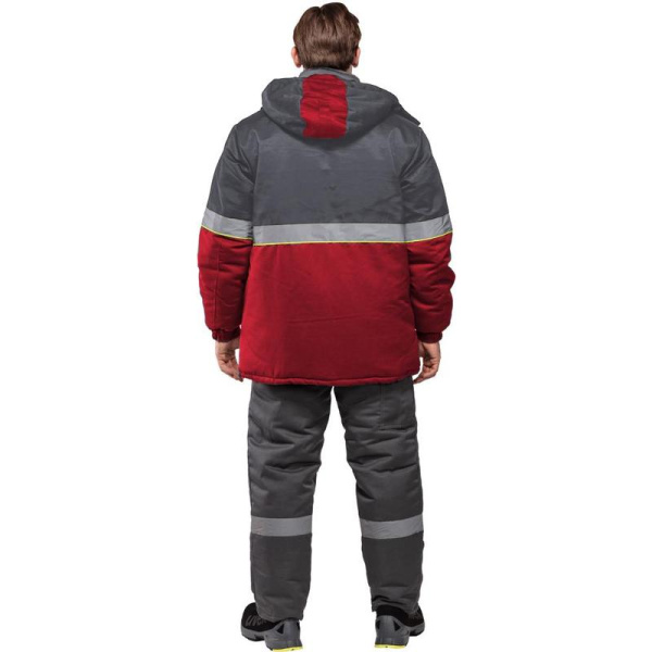 Куртка рабочая зимняя мужская з43-КУ с СОП серая/красная (размер 44-46,  рост 170-176)