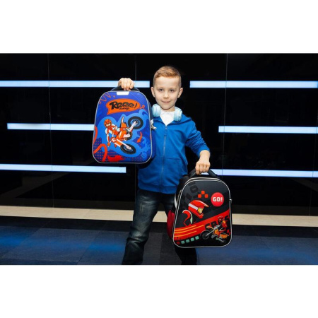 Ранец №1 School Light Moto freestyle синий с одним отделением