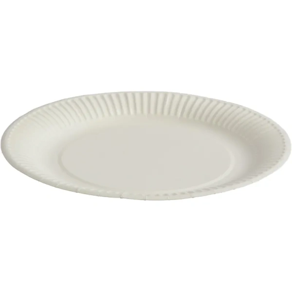 Тарелка одноразовая бумажная ламинированная 230 мм белая 500 штук в  упаковке Тарелка одноразовая бумажная ламинированная 230 мм белая 500 штук в  упаковке