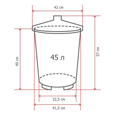 Бак 45л пластик, зеленый для пищ./непищ. прод.крышка-защелки
