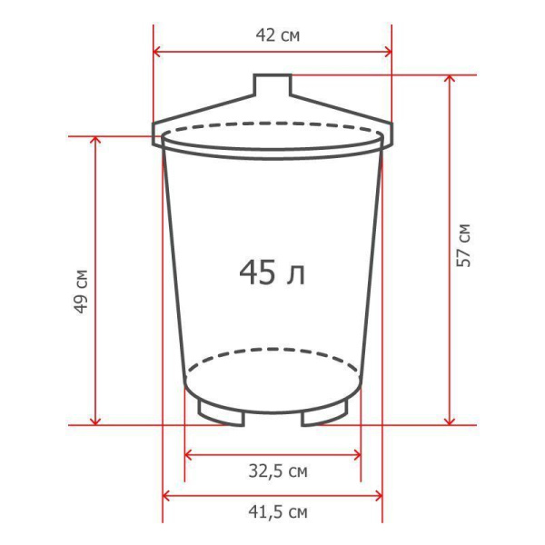 Бак 45л пластик, зеленый для пищ./непищ. прод.крышка-защелки