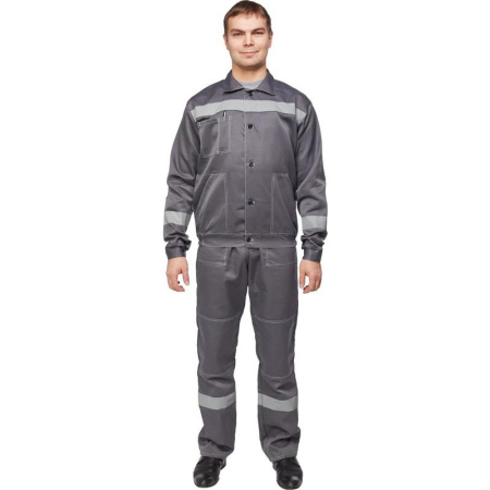 Костюм рабочий летний мужской л22-КПК с СОП темно-серый/светло-серый (размер 48-50, рост 170-176)