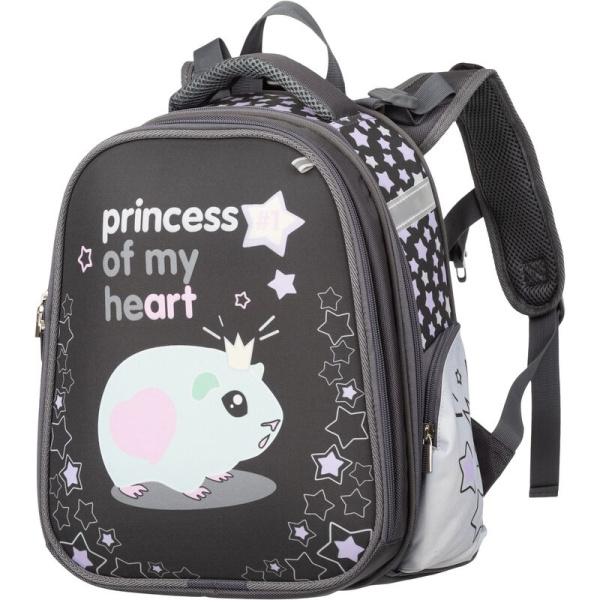 Ранец Комус Класс Basic Princess анатомический черный принцесса морских  свинок с двумя  отделениями
