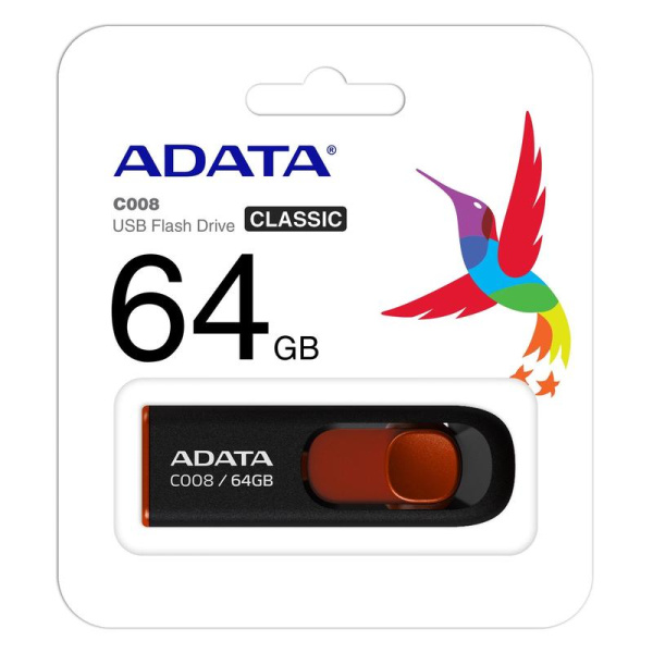 Флеш-память USB 2.0 64 ГБ A-DATA C008 (AC008-64G-RKD)