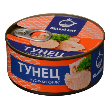 Тунец Белый Кит натуральный кусочки филе 140 г