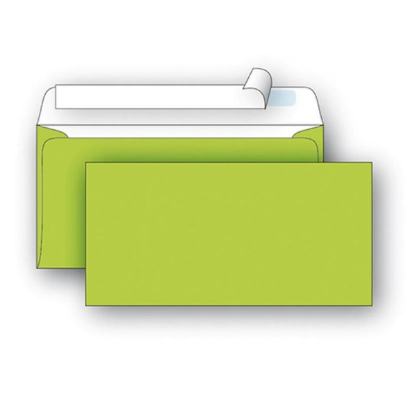 Конверт почтовый Packpost E65 (110x220 мм) зеленый удаляемая лента (50 штук в упаковке)