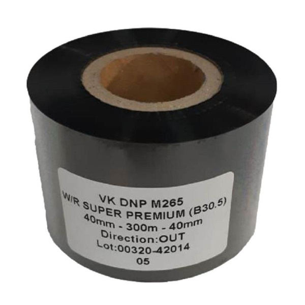 Риббон Wax/Resin Super premium black 40 мм х 300 м OUT (диаметр втулки  25.4 мм)