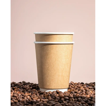 Стакан одноразовый бумажный 300 мл коричневый 25 штук в  упаковке Комус Стандарт