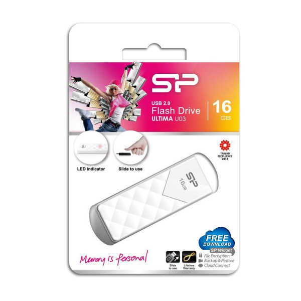 Флеш-память Silicon Power Ultima U03 16Gb (SP016GBUF2U03V1W) белая
