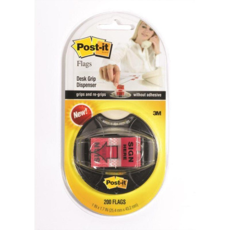 Клейкие закладки Post-it пластиковые красные 200 листов ширина 25.4х43.2 мм в диспенсере