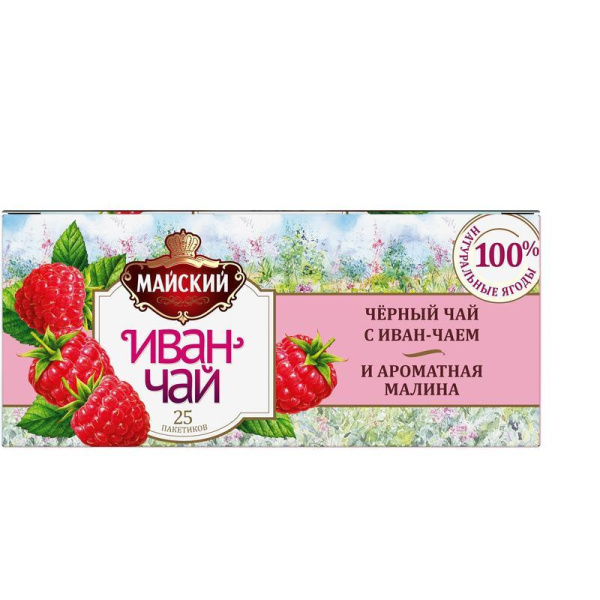 Чай Майский Иван-чай с малиной 25 пакетиков
