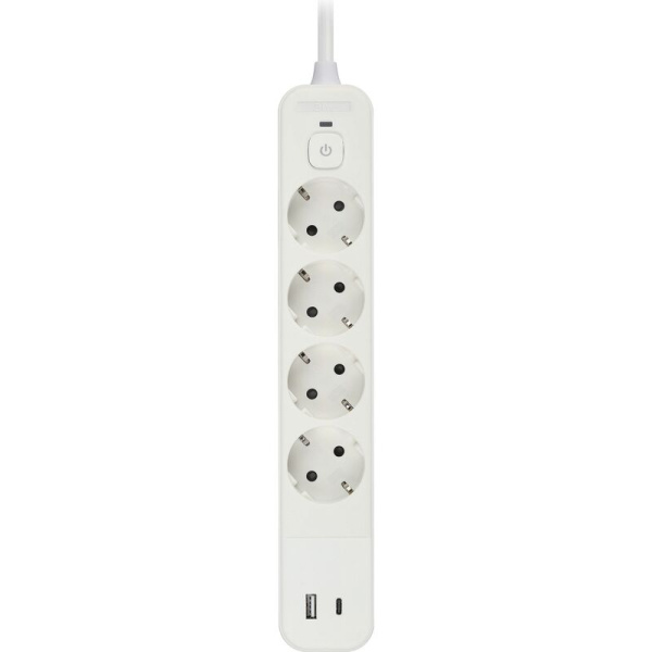 Сетевой фильтр Эра USF-4es-1.5m-2xUSBAC-W 4 розетки + 2 USB на 1.5 метра