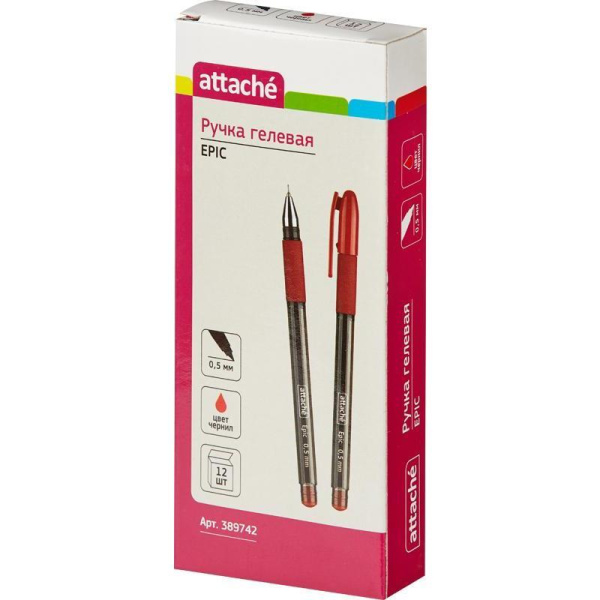 Ручка гелевая Attache Epic красная (толщина линии 0,5 мм)