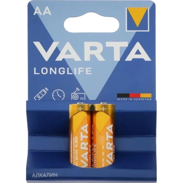 Батарейка AA пальчиковая Varta Longlife (2 штуки в упаковке, 4106101412)