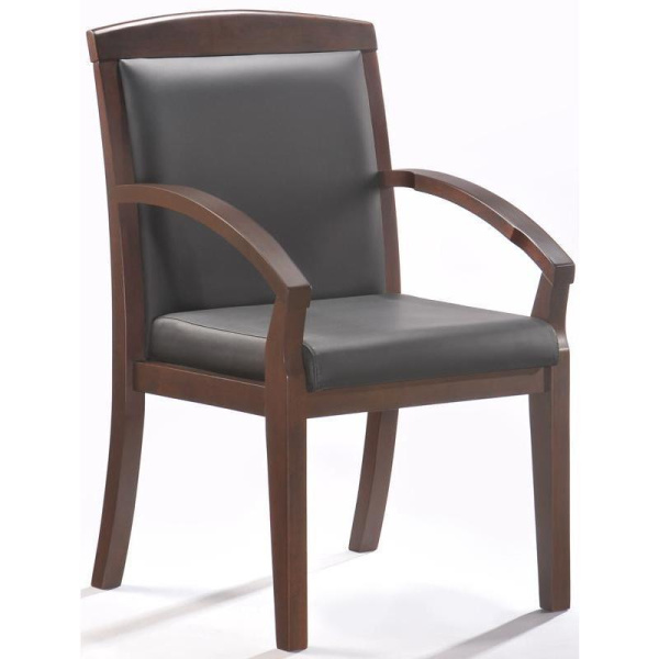 Конференц-кресло Easy Chair 421 черный/орех (рециклированная кожа с компаньоном, дерево орех)