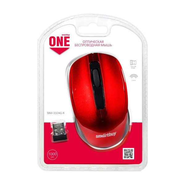 Мышь беспроводная Smartbuy One 332 красная (SBM-332AG-R)