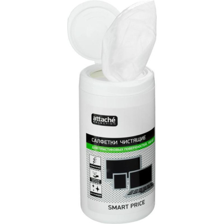 Салфетки влажные Attache Selection для поверхностей (100 штук в тубе)