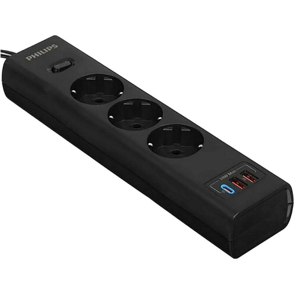 Сетевой фильтр Philips CHP4336BB/51 на 3 розетки 3 метра + 2 USB