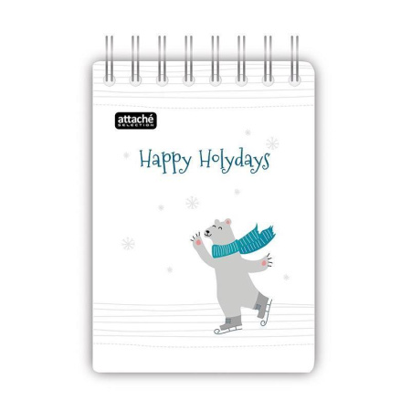 Блокнот Attache Selection Медведь A6 60 листов синий в клетку на спирали (101x145 мм)