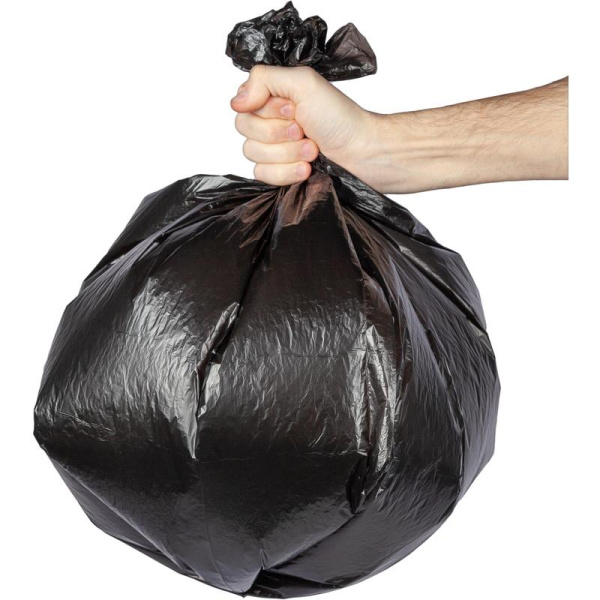 Мешки для мусора на 60 л Элементари черные (ПНД, в рулоне 30 штук, 58х68  см)