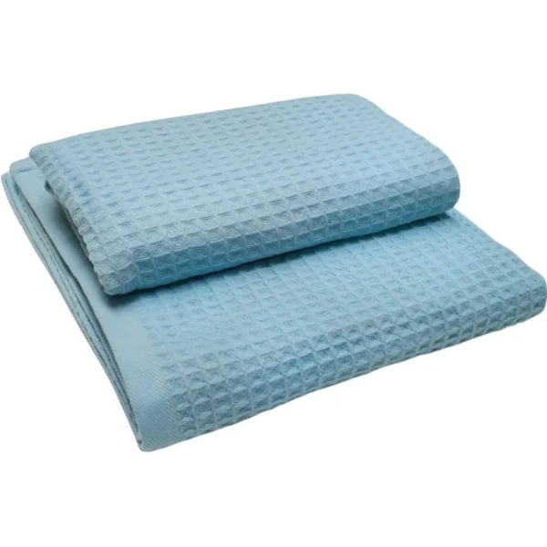 Набор полотенец вафельных 2 штуки 50x80 см/70x130 см 290 г/кв.м голубой