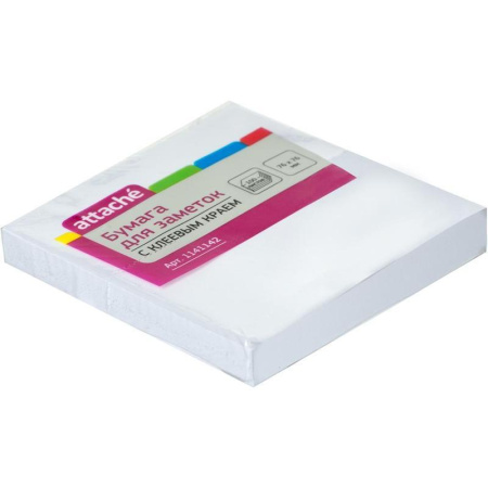 Стикеры Attache 76x76 мм пастельные белые (1 блок, 100 листов)