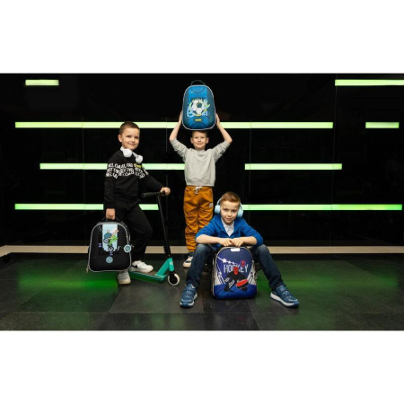 Ранец №1 School Light Hockey черный с двумя отделениями