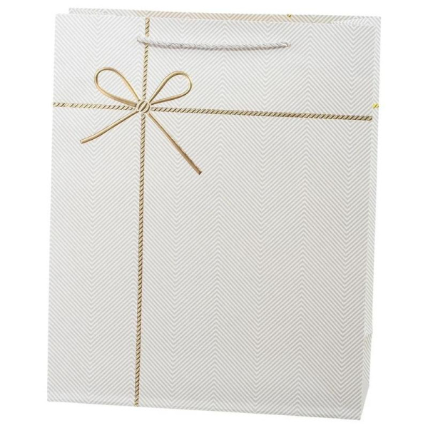 Пакет подарочный бумажный Золотой Бантик (32х26х10 см)