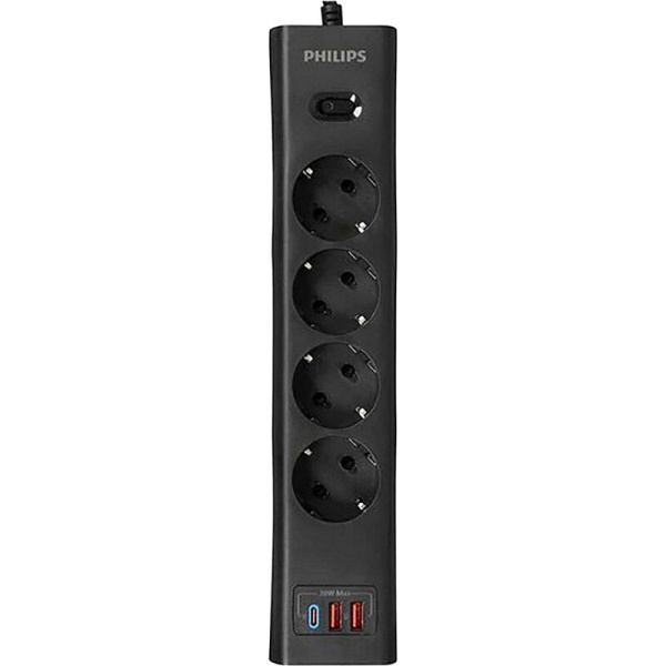 Сетевой фильтр Philips CHP4346BB/51 на 4 розетки 3 метра + 2 USB