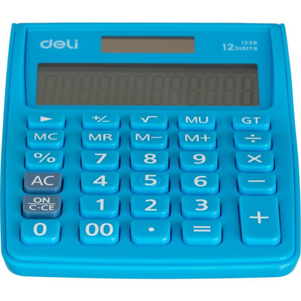 Калькулятор настольный Deli E1238 12-разрядный синий 145х104x27 мм