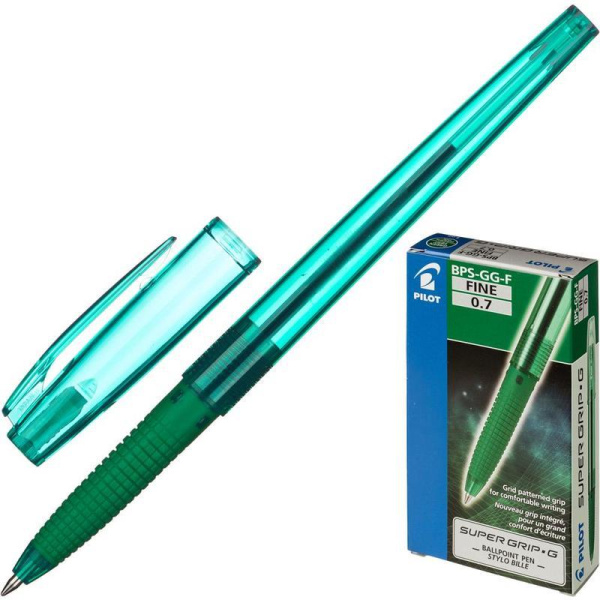 Ручка шариковая масляная Pilot Super Grip G BPS-GG-F-G зеленая (толщина линии 0.22 мм)