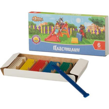 Пластилин №1 School Шустрики 6 цветов
