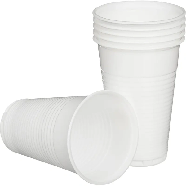 Стакан одноразовый пластиковый 200 мл белый 100 штук в упаковке Комус Эконом