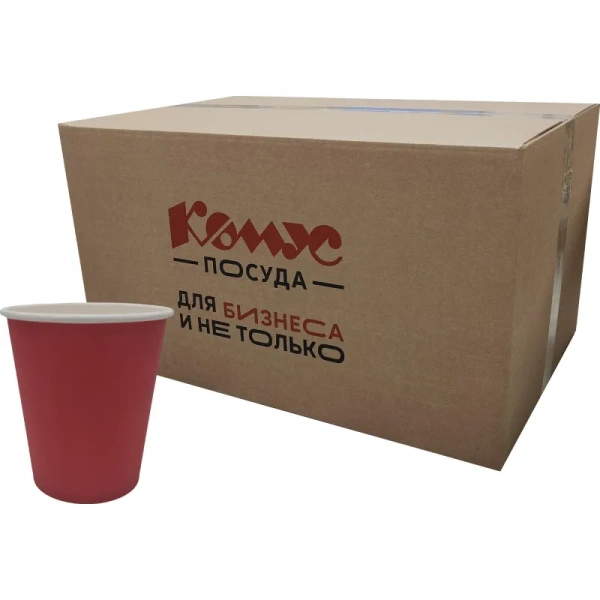 Стакан одноразовый бумажный 250/280 мл красный 1500 штук в упаковке
