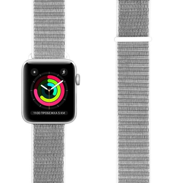 Ремешок Lyambda Vega для Apple Watch 42/44/45 мм серый/белый нейлоновый  (DS-GN-02-44-6)