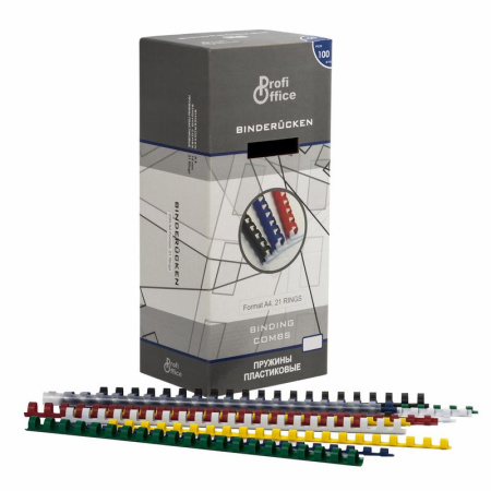 Пружины пластиковые ProfiOffice (А4, диаметр 16 мм, от 110 до 130 листов, синие, 100 штук в упаковке)