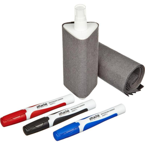 Набор принадлежностей для магнитно-маркерной доски Attache Selection (маркеры, спрей-салфетка, запасные салфетки)
