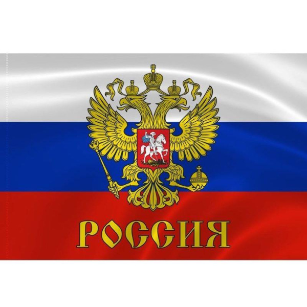 Флаг Российской Федерации с гербом 12x18 см (с флагштоком)