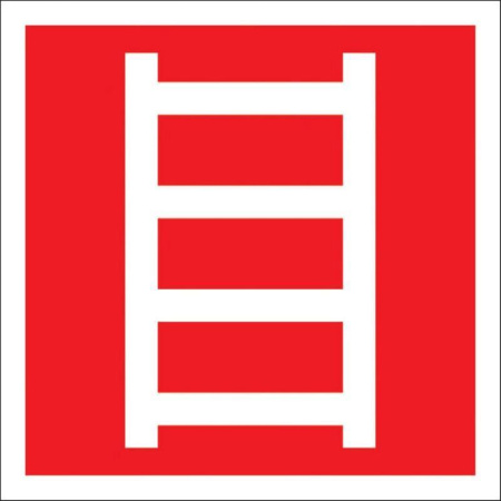 Знак безопасности Пожарная лестница F03 (200x200 мм, пластик)