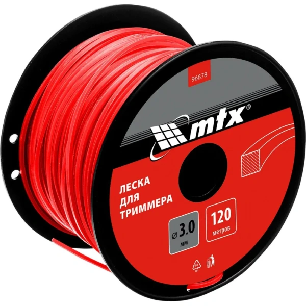 Леска (корд) для триммера MTX квадратная 3 мм х 120 м (96878)
