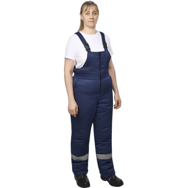 Полукомбинезон рабочий зимний женский з32-ПК с СОП синий из ткани грета  (размер 60-62, рост 170-176)