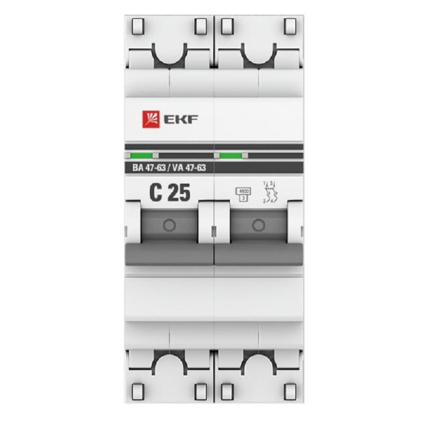 Выключатель автоматический EKF 2П 25А С 4500А (mcb4763-2-25C-pro)