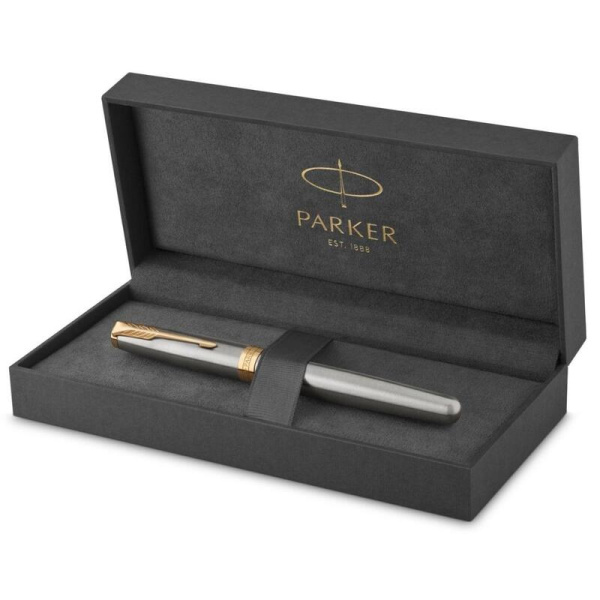 Ручка перьевая Parker Sonnet Stainless Steel GT цвет чернил черный цвет  корпуса серебристый (артикул производителя 1931505)