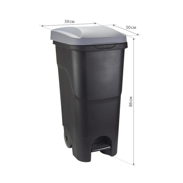 Контейнер для раздельного сбора мусора Idea 85 л пластик серый/черный  (86x39x39 см)