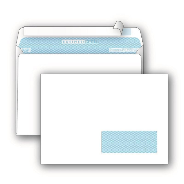 Конверт почтовый BusinessPost C5 (162x229 мм) белый удаляемая лента правое окно (50 штук в упаковке)