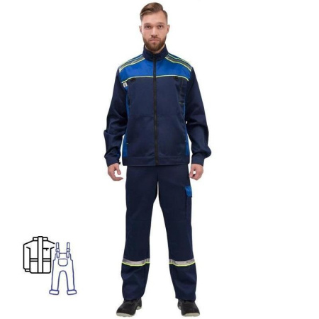 Костюм рабочий летний мужской л26-КПК с СОП синий/васильковый (размер 52-54, рост 182-188)