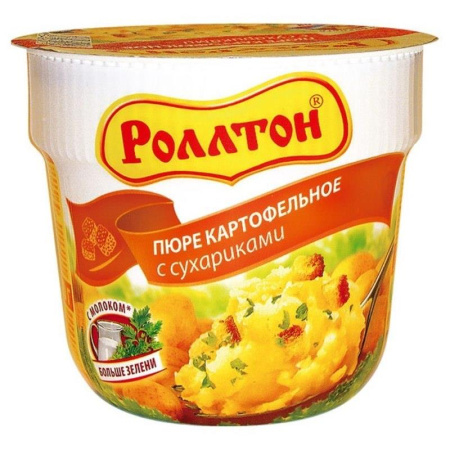 Картофельное пюре Роллтон с сухариками 40 г (24 штуки в упаковке)